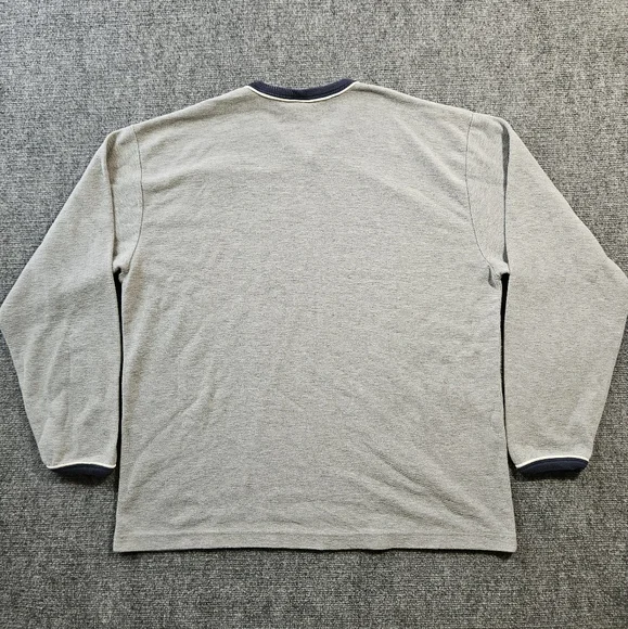 Vintage Old Navy Ringer V-Neck Thermal XL Long Sleeve Retro 90s Y2K Gray Navy​ - Picture 3 of 7